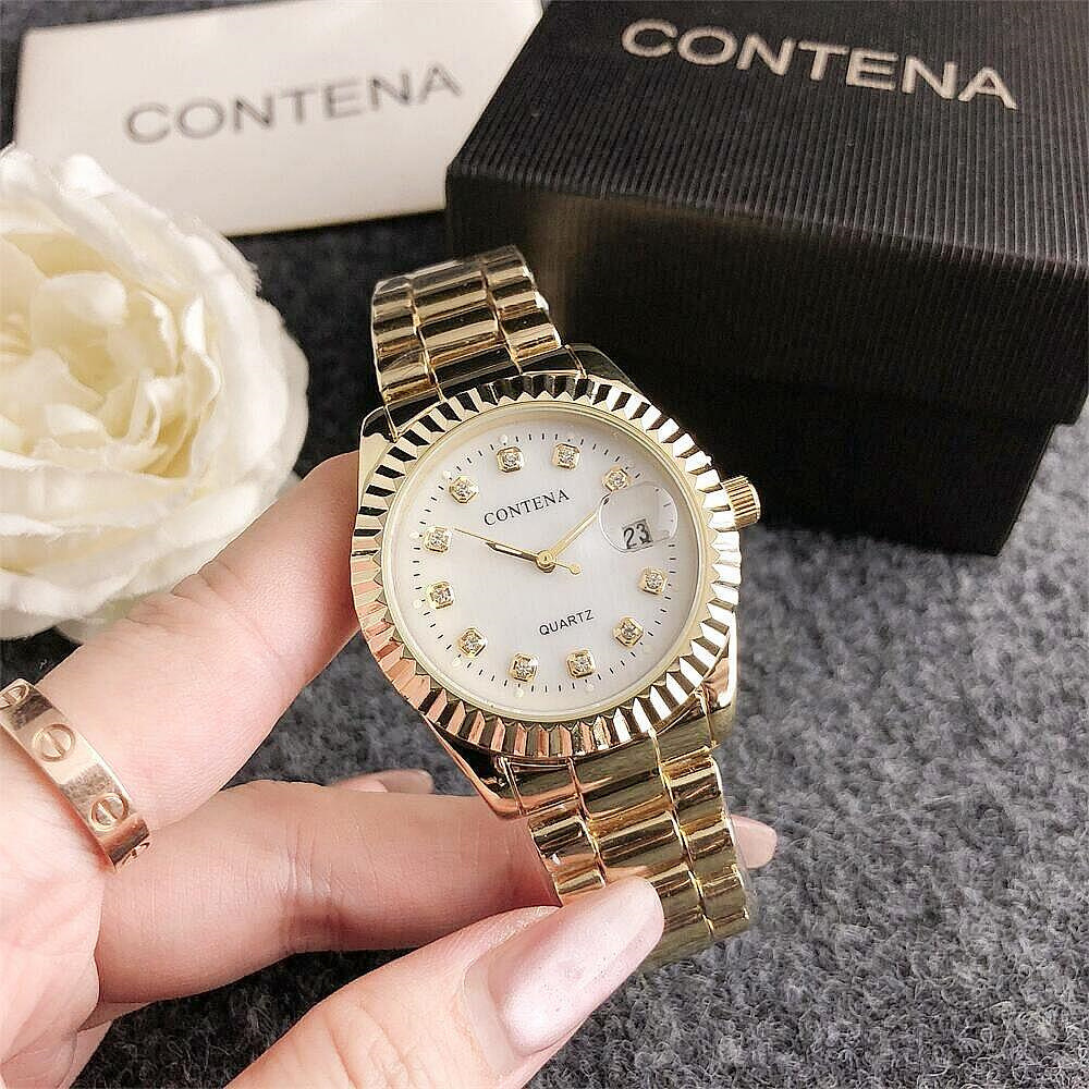 Fashion Couple's Diamond Scale Simple Large Dial Calendar Men's Watch Waterproof Steel Band Quartz Watch