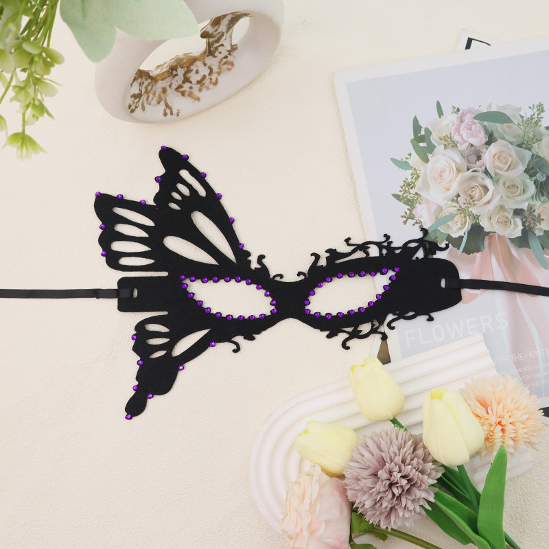Halloween mariposa mitad cara máscara de adultos collar de diamantes fiesta anual venecia mascarada pestañas de baile