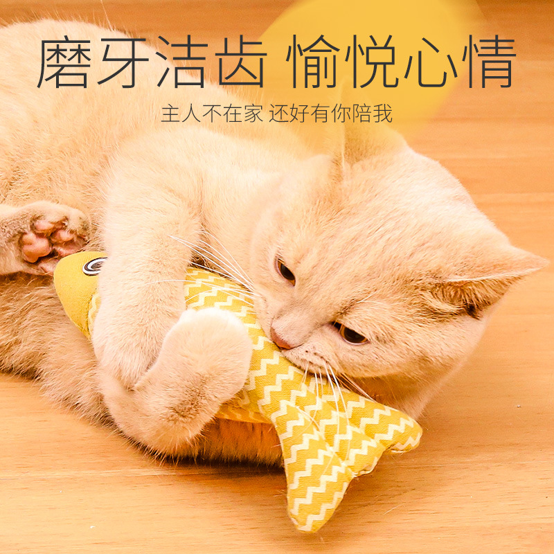 Cat Toy Self-Entertainment Boredom Relief Catnip Realistic Fish Kitten Cat Teaser Wand Kitten Teething Pet Cat Supplies
