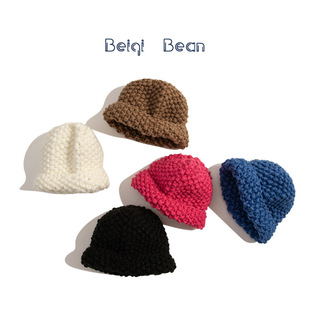 Ins Korean Candy-Colored Kidsren's Thick-Thread Knitted Hat for Men and Women Baby Pullover Autumn and Winter Warm Thickeneded Woolen Hat Trendy