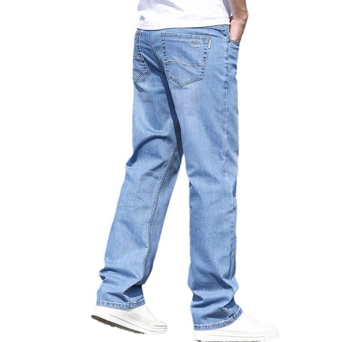 JEANS Men's Spring and Autumn Loose Straight Leg Casual Long Pants Trend Brand Washed Light Color Men's Pants