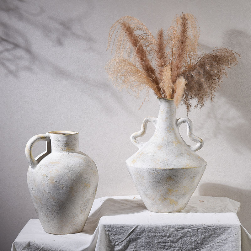 Ceramic Vase, Retro Wabi-Sabi Style B&B Decoration, Medieval Stoneware Art Flower Arrangement, Home Decoration, Clay Pot