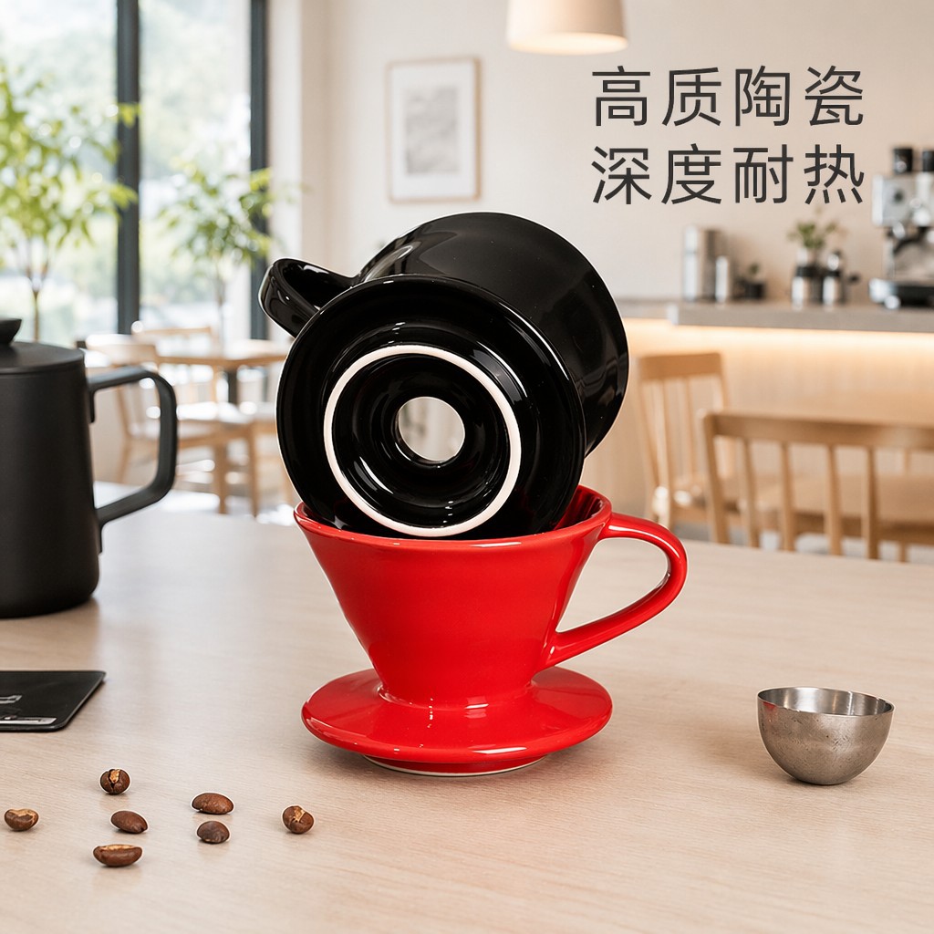 Juego de Taza Filtro y Jarra V60 para Café de Porcelana, para Oficina image 6
