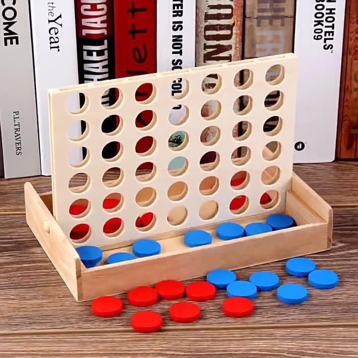 木质立体四连棋四子棋3-6儿童学生桌游木质棋类益智早教玩具亲子|undefined