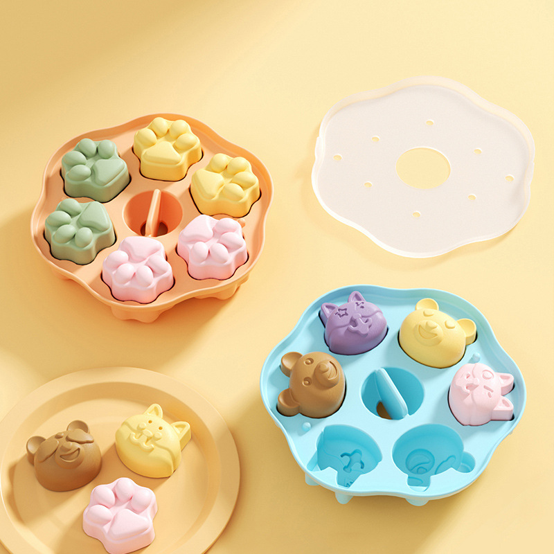 宝宝辅食工具婴儿硅胶蒸糕米糕猫爪食品级钵仔糕模具果冻蛋糕慕斯|ms