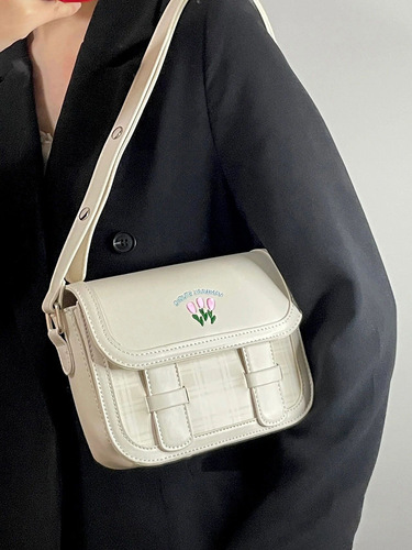 Girls' college style cute Cambridge bag tofu bag student casual versatile high-end crossbody bag single shoulder armpit bag