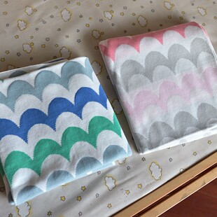 Newborn Baby Knitted Blanket Nordic Double Layer Wave Knitted Blanket ins Baby Blanket Cotton Blanket