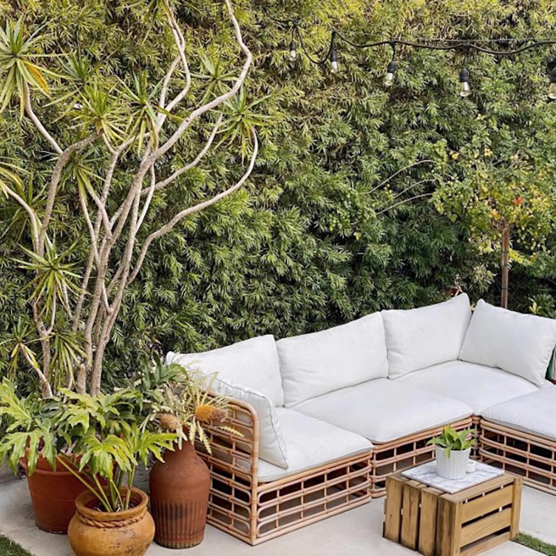 Sofá de caña al aire libre balcón ocio pequeño sofá mesa de té combinación patio jardín sala de estar al aire libre pequeño muebles de casa