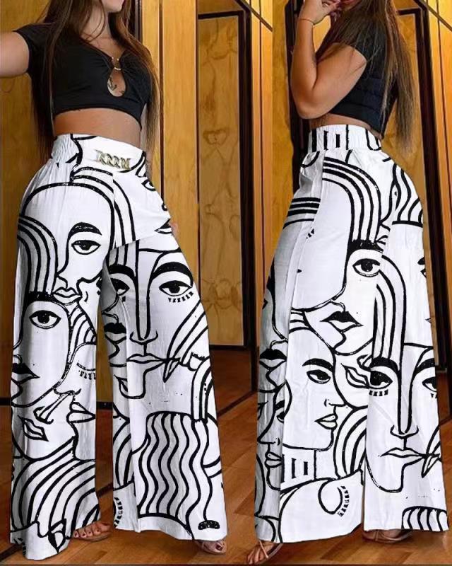 Casual Pants Pants Type Micro-Elastic Elasticity Women's Holiday Streetwear Letter Solid Color Full Length Chain Casual Pants