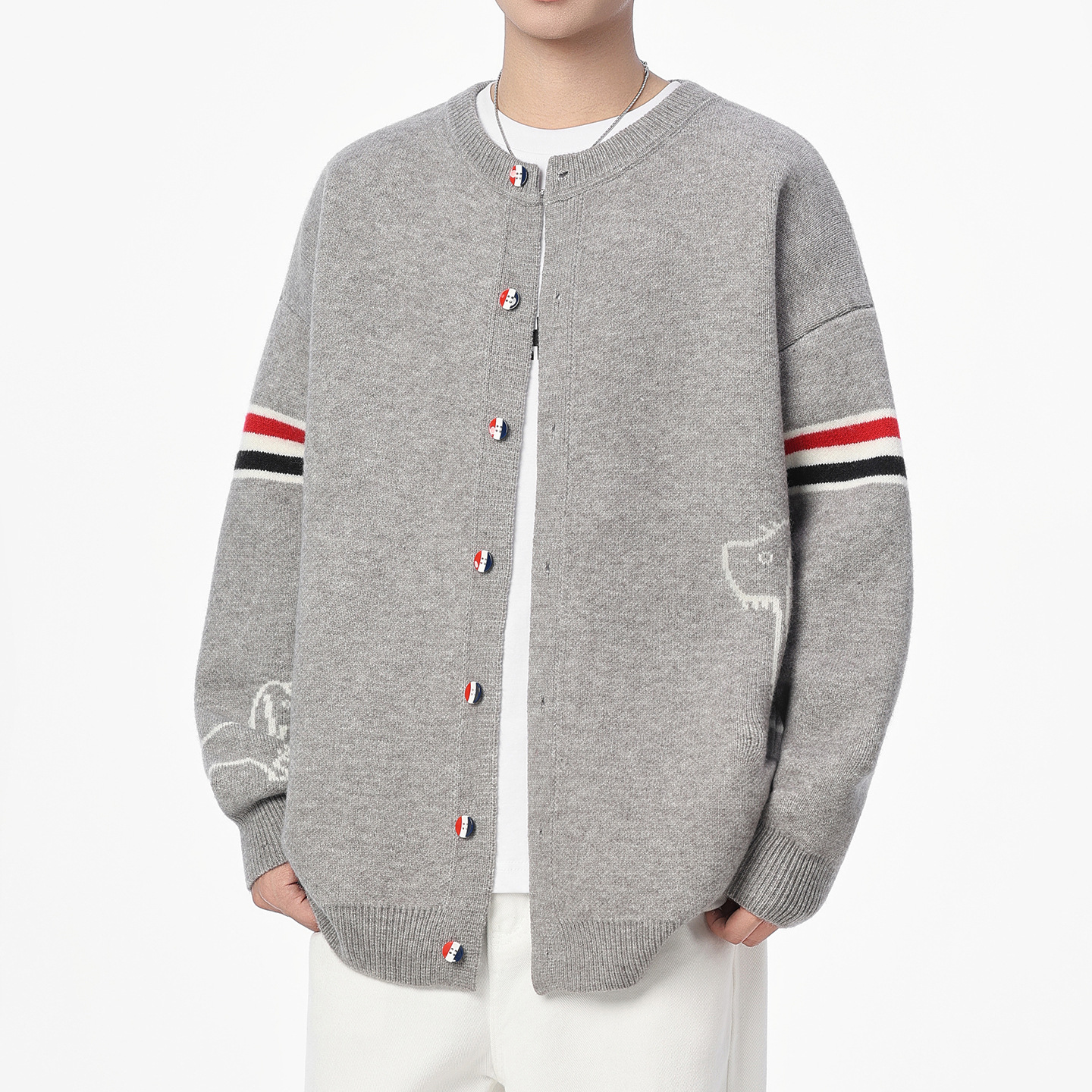 Classic Autumn Light Luxury Men's Casual Knit Cardigan Sweater Jacket Retro Style Boyfriend Trend Japanese Style