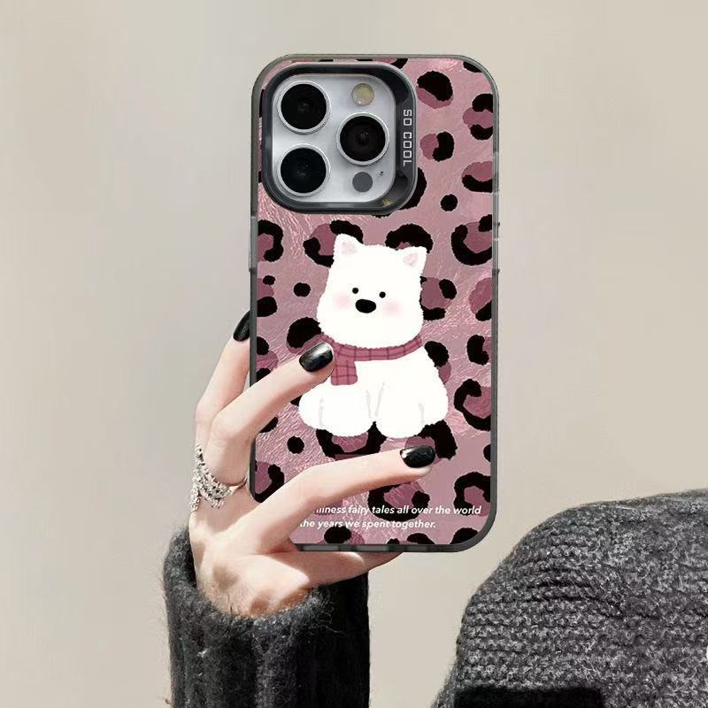 Nuevo cachorro con estampado de leopardo para iPhone 16 funda para teléfono móvil Apple 15promax/14 anti-caída 13pro12 lindo