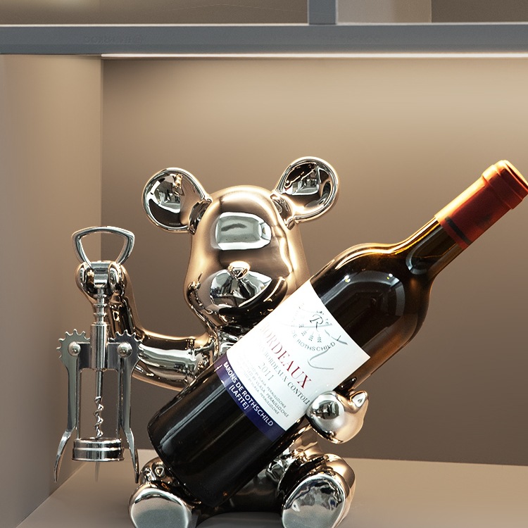 Violent Bear Wine Rack Ornaments Light Luxury Home Living Room Sideboard Glass Cabinet Wine Cabinet Decoration Sense