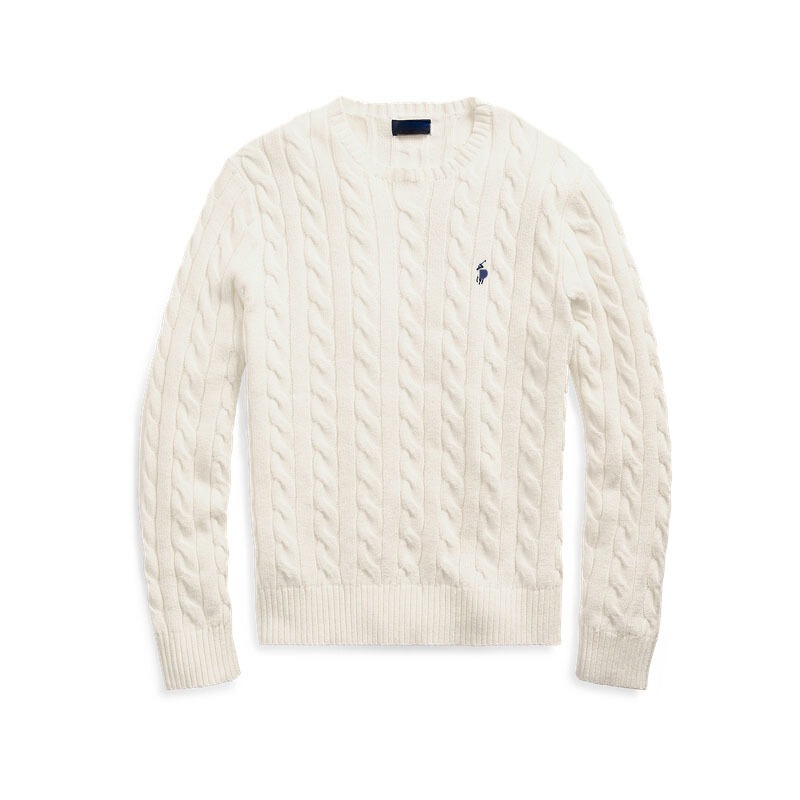 Ralph Lauren Embroidered Round-Neck Knit Sweater for Men, Autumn and Winter Warm Cable-Knit Pullover Sweater for Couples, Women's Version Ralph Lauren Embroidered Round-Neck Knit Sweater for Men, Autumn and Winter Warm Cable-Knit Pullover Sweater for Couples, Women's Version