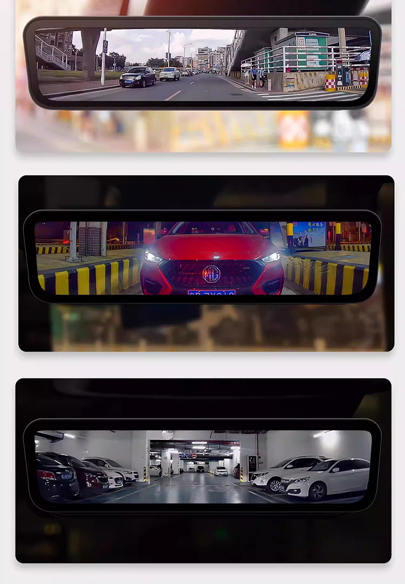 Digital Streaming Rearview Mirror Dash Cam with 60 Frames Per Second, Dedicated Replacement Model with Dual Front and Rear Cameras for Parking Monitoring