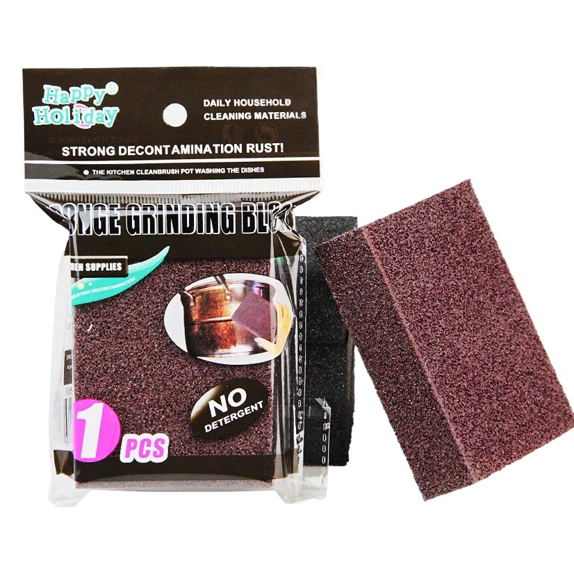 Carborundum sponge kitchen cleaning supplies dishwashing pot brush rust removal grinding sponge block household cleaning brush