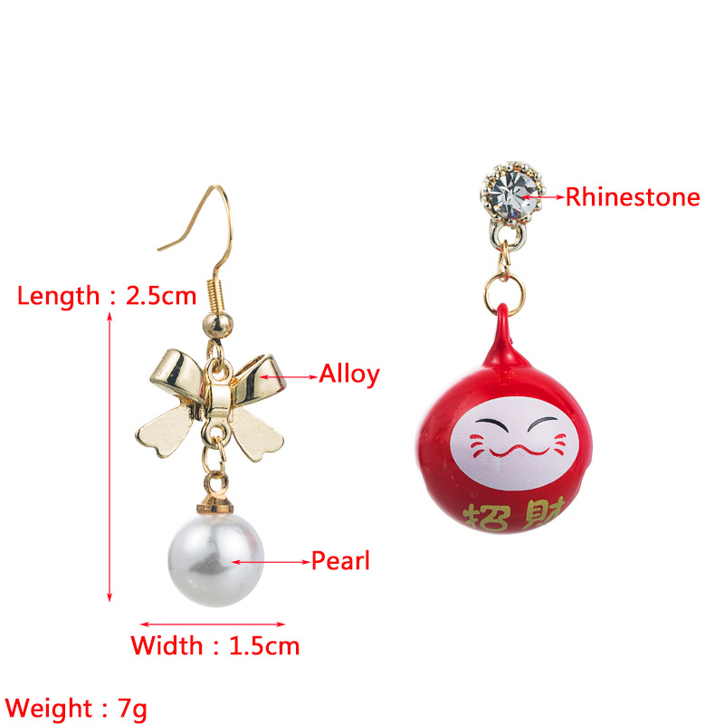 Chinese Trend Pearls Rhinestones Festive Asymmetric Long Drop Earring display picture 1