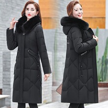 冬季新款羽绒服女中长款过膝修身加厚显瘦真狐狸毛领羽绒外套