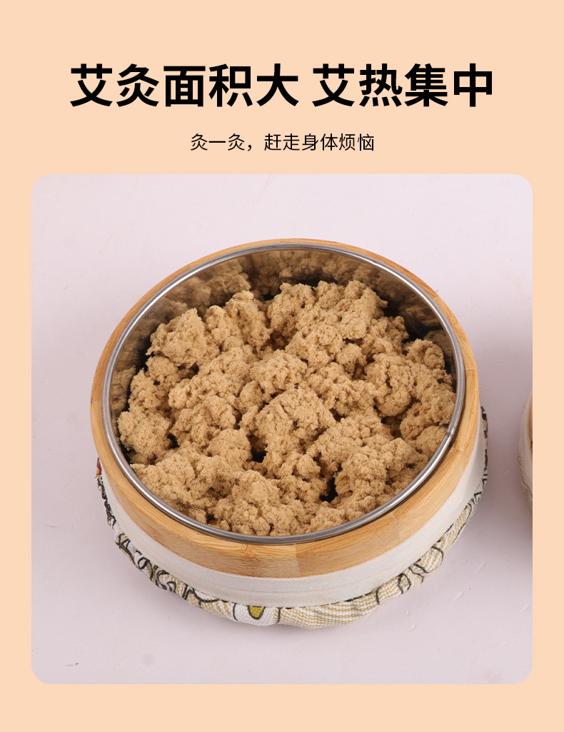 Bamboo Moxibustion Box Ge Jiu Bao with Lid and 500g Moxa Wool for Home Du Mai and Navel Warming Therapy quality and texture