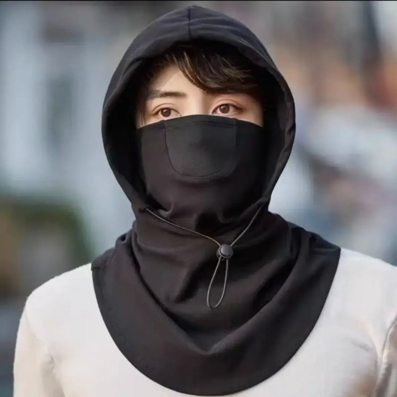 防风骑行帽子围脖护颈一体女秋冬季骑车头盔内胆保暖防寒雷锋帽|undefined