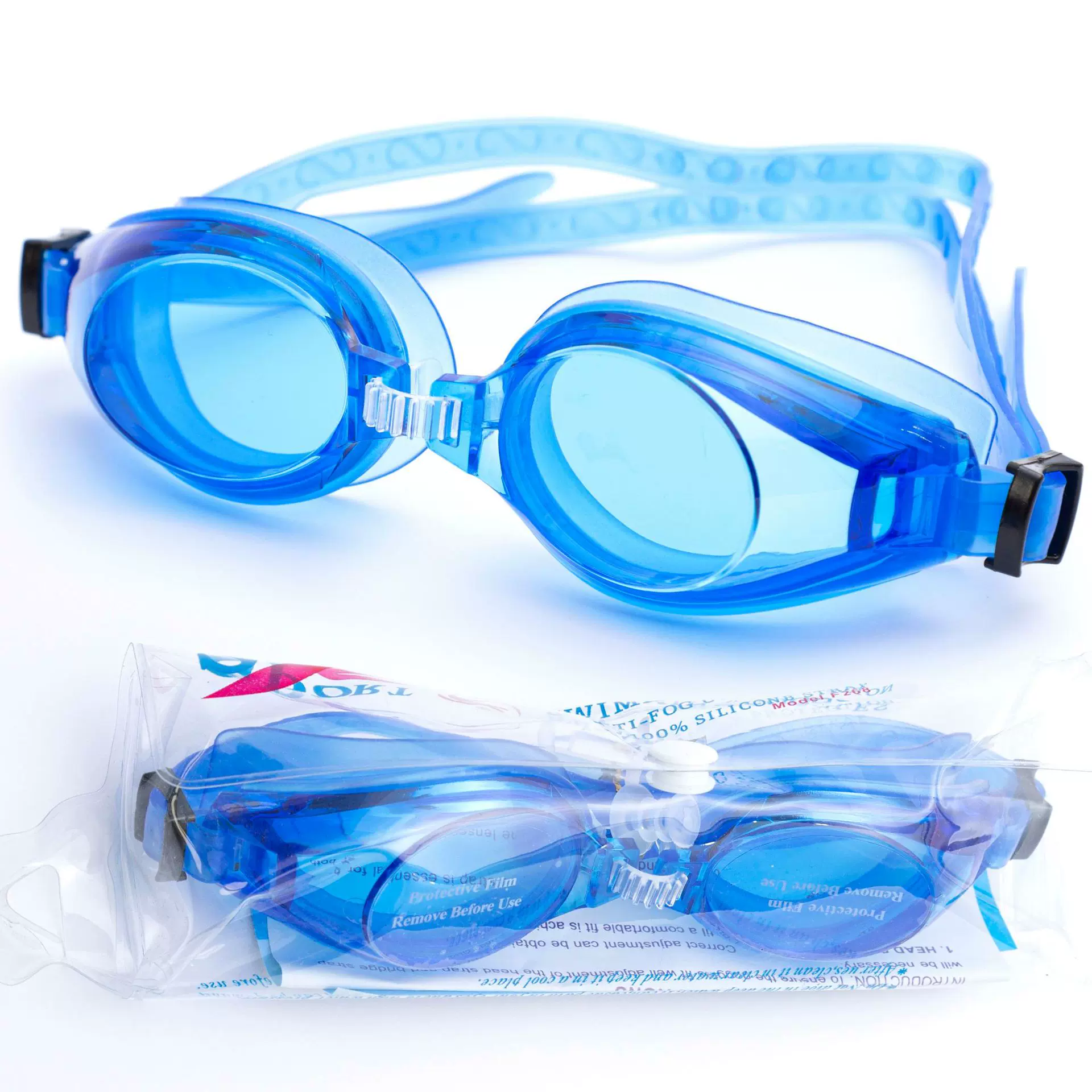 厂家直供高清透明成人游泳眼镜 可调节带耳塞游泳镜 袋装泳镜成人