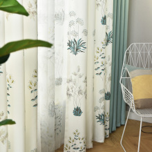 新款美式窗帘成品水仙花窗帘乡村遮光田园客厅卧室书房拼接水草花