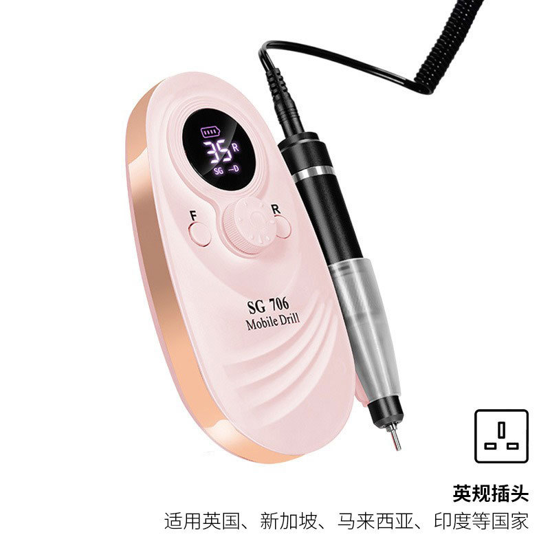 Lijadora de uñas transfronteriza, lijadora de uñas de descarga profesional de alta velocidad, dispositivo de almacenamiento eléctrico, máquina de limpieza de uñas creativa y colorida