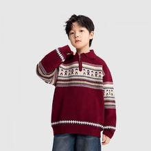 男童韩版翻领毛衣春秋季2025新款中大儿童针织衫男孩线衣洋气上衣