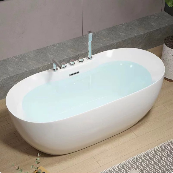 Bathroom Household Small-Sized Single-Person Acrylic Seamless Integrated Bathtub for Adults, High-End Freestanding Bathtub for Hotels