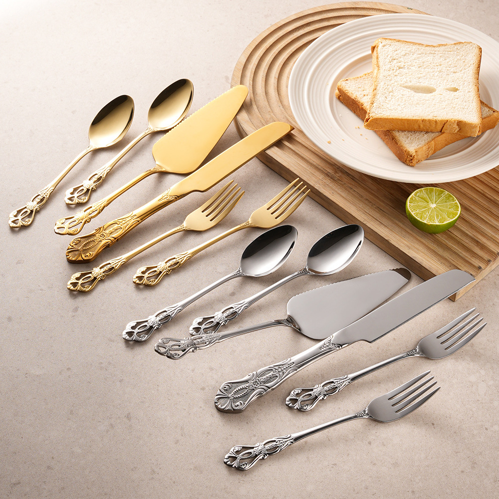 Stainless Steel Royal Court Cake Knife and Spatula Cutlery Set Hotel Banquet Western Cutlery Cake Spatula Cheese Pizza Knife