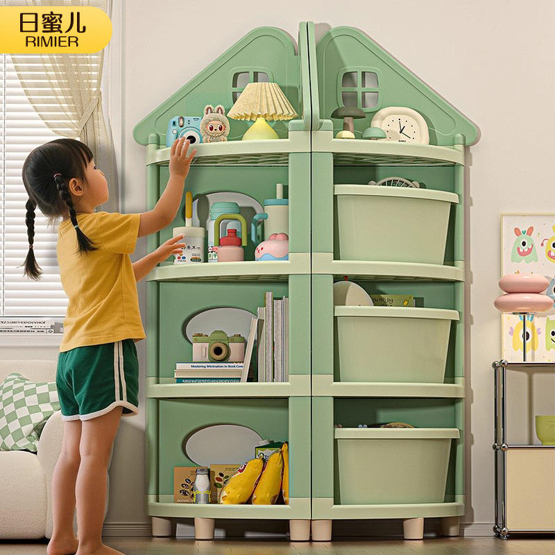 Children's Simple Corner Cabinet Triangle Living Room Wall-Mounted Small Household Multi-Layer Storage Rack Baby Toy Storage Rack