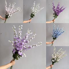 3叉デルフィニウムバイオレット造花結婚式家の装飾モデルルームフラワーアレンジメント自然で野生のリビングルームの装飾品