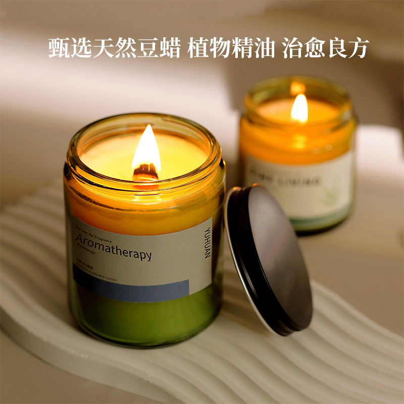 贅沢なアロマキャンドル墨緑瓶家庭用寝室睡眠植物精油大容量アロマキャンドルお土産