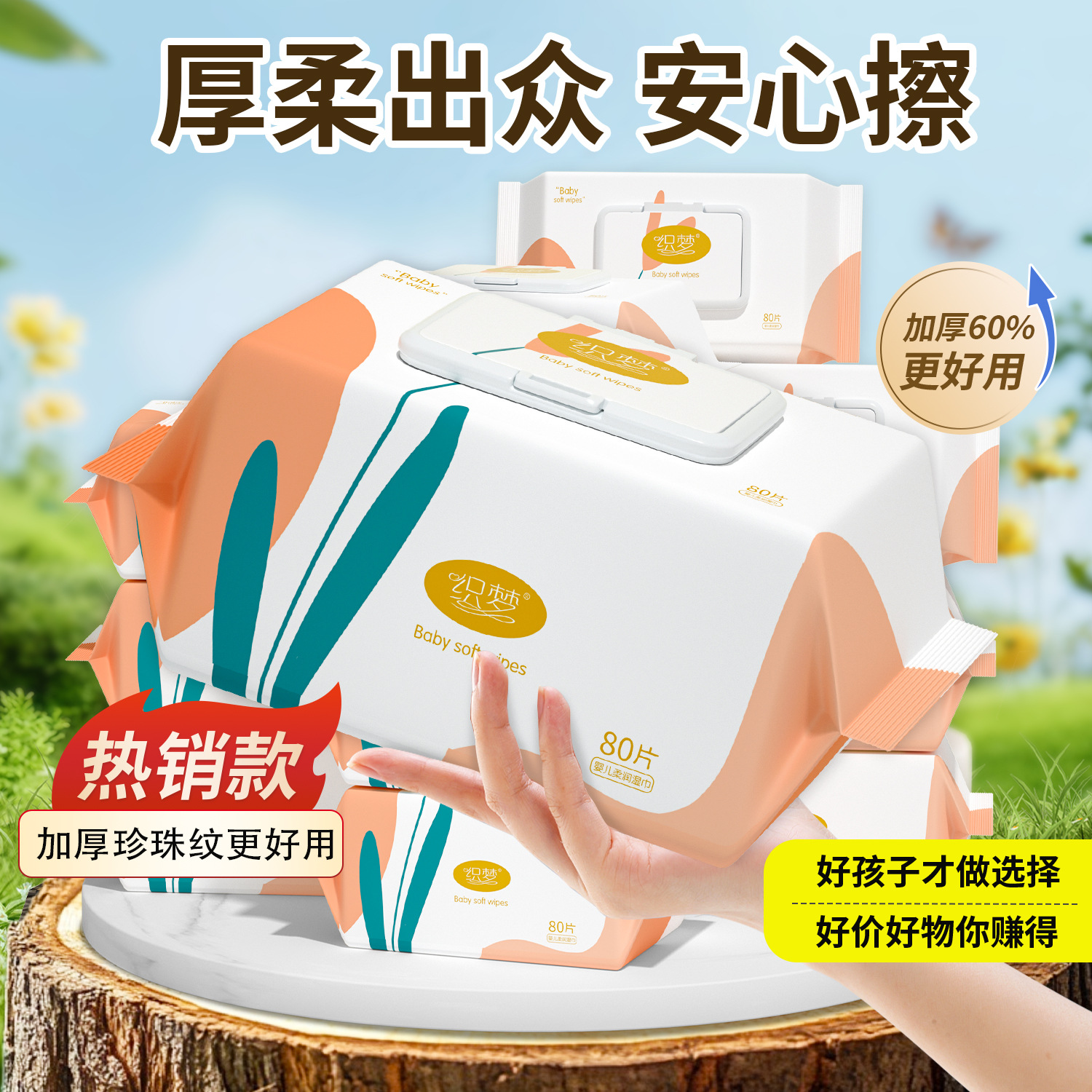 80 Thickeneded Newborn Wet Wipes Large Pack Full Box Extra Thickeneded Family Pack Wet Wipes for Women and Infants Yx