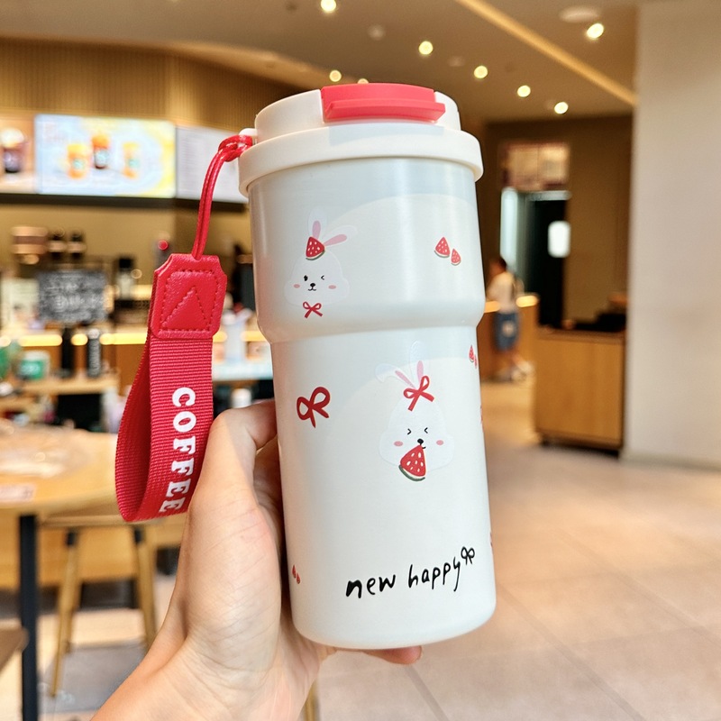 水杯女生保温杯高颜值316不锈钢陶瓷覆层带吸管杯子咖啡杯子新款|undefined