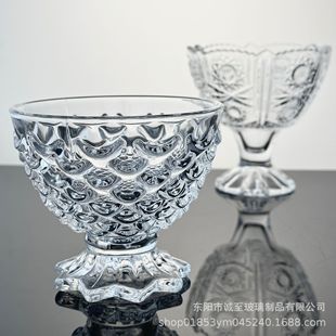 Simple glass dessert cup yogurt cup tall ice cream bowl ice cream juice cold drink cup spoon Ice Cream Yogurt Jar
