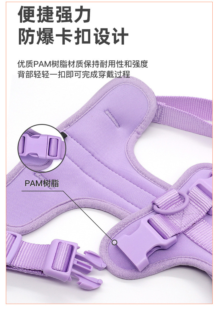 跨境爆品WildOne宠物狗狗胸背带套装PVC项圈牵引绳中小型夏季透气详情11