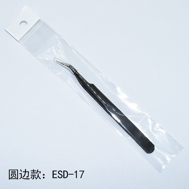 Pinzas de acero inoxidable para manualidades, pinzas puntiagudas para decoración de uñas, pestañas postizas, herramienta antiestática ESD-15 para bisutería.
