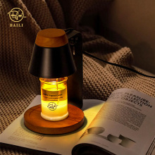 跨境新款可升降定时调光融蜡灯卧室氛围欧美复古木质香薰蜡烛台灯