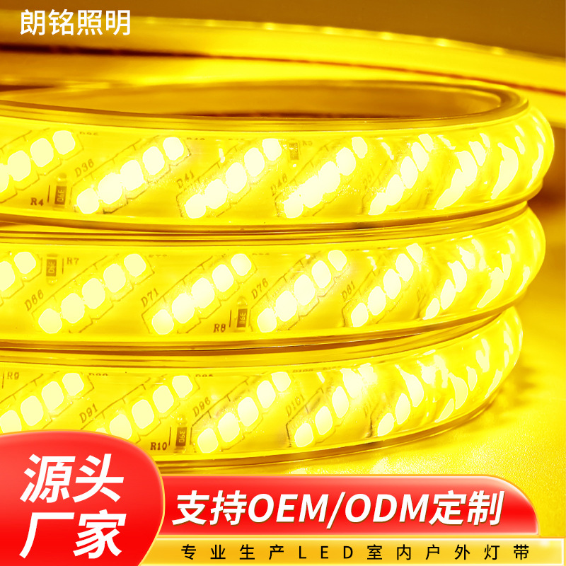 led灯带220V超亮斜5排320珠硅胶防水户外隧道桥梁工程照明灯带条