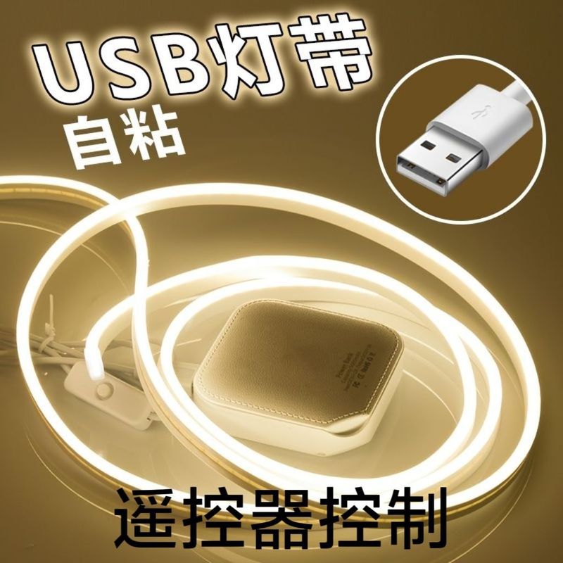 遥控灯带USB灯条led调光定时开关宿舍寝室床头卧室插电自粘氛围灯|undefined