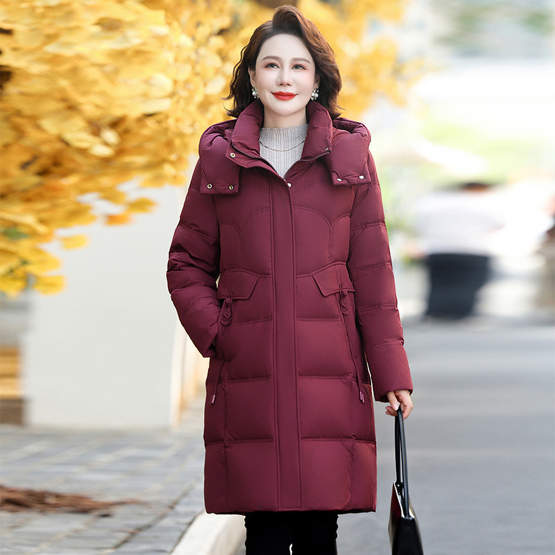 极寒鹅绒羽绒服女士高端大牌中年妈妈装冬季哈尔滨加厚鹅绒服外套|undefined