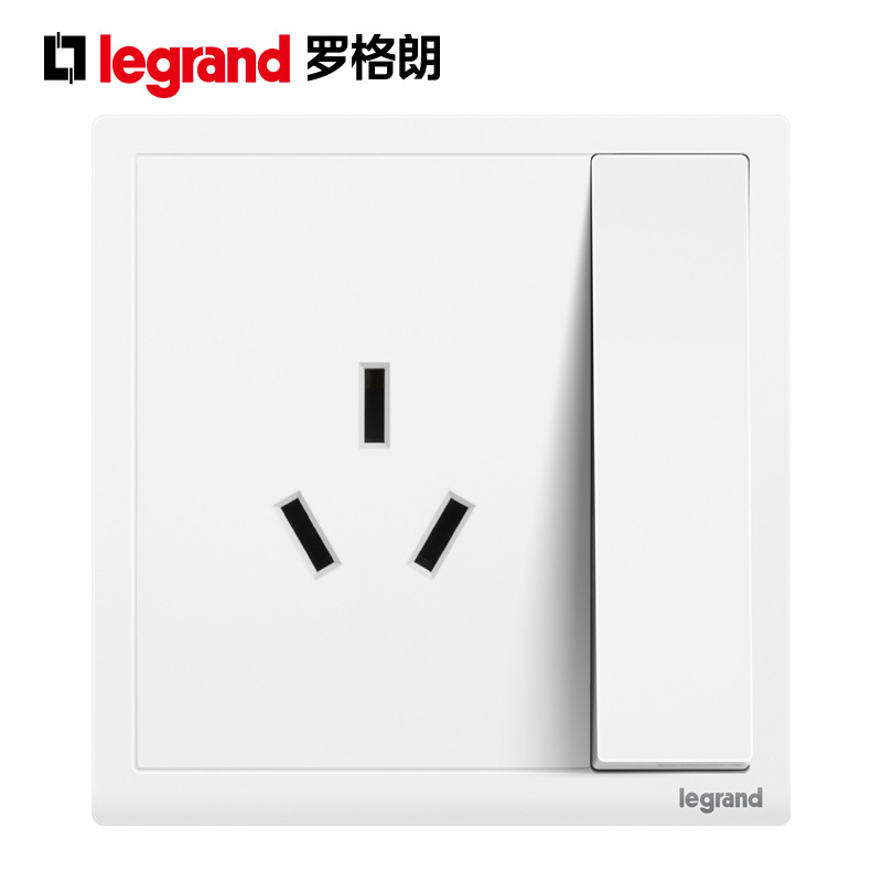 罗格朗legrand开关插座朗淳S玉兰白带开关三扁插座16A三孔带开关