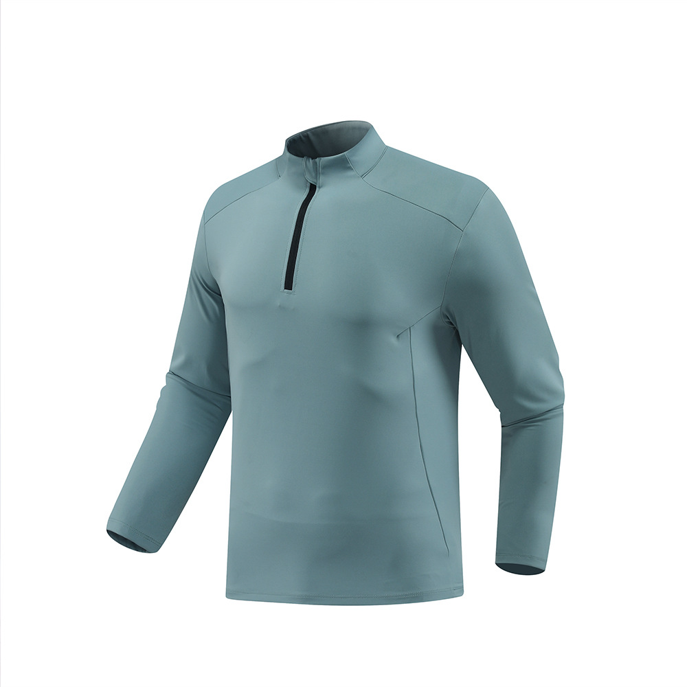 Lulu correr camiseta deportiva de secado rápido hombre Di casa acondicionamiento físico al aire libre cuello medio cremallera otoño invierno correr ocio manga larga