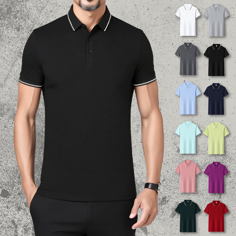 Cross-Border High-Quality Polo Shirt 220g Sorona Lapel T-Shirt Antibacterial Cool-Feeling Men's Golf Polo