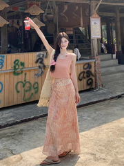 时尚套装欲风辣妹无袖吊带背心显瘦百搭半身裙女夏两件套度假风