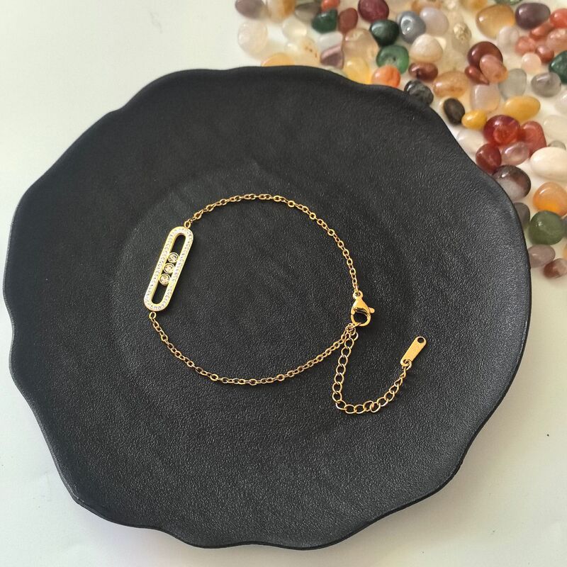 Cross-Border European and American Light Luxury Versatile Paperclip Full Diamond Titanium Steel Bracelet m Messi K Niche Exquisite Hand Jewelry for Women Cross-Border European and American Light Luxury Versatile Paperclip Full Diamond Titanium Steel Bracelet m Messi K Niche Exquisite Hand Jewelry for Women
