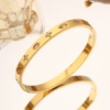 【219】Golden four-leaf clover color oval diamond bracelet