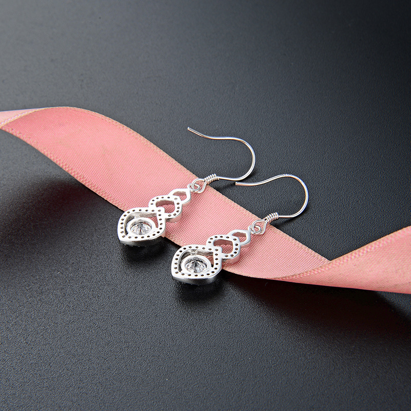 Estilo simple diamante completo elegante gancho para la oreja estilo japonés y coreano s925 pendientes de diamantes artificiales de plata pequeños pendientes de joyería popular fresca