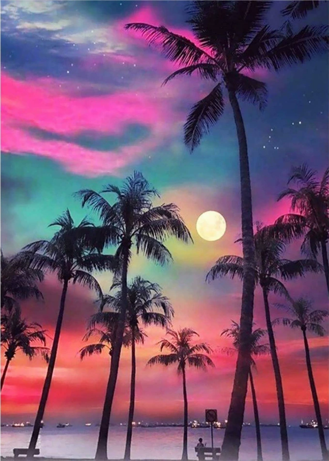 Кристальная живопись (Yiwu) 5D полный набор страз Moon & Landscape DIY, 30×40 см, струйные кристаллы