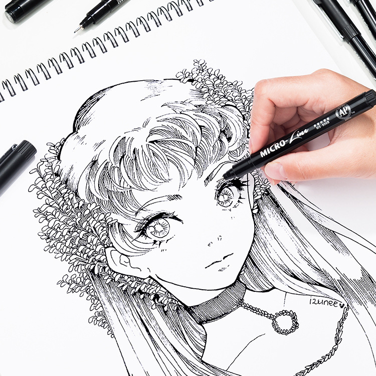 Xiupu aguja impermeable pluma pintada a mano pluma dibujo pluma diseño negro color gancho pluma rastreo pluma MS-806B